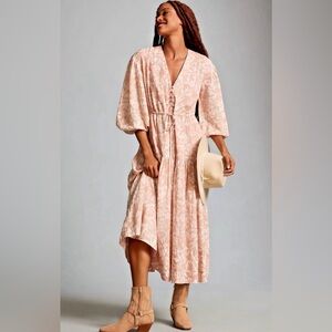 Anthropologie Erin Fetherston Macey V-Neck Maxi Dress Size Large